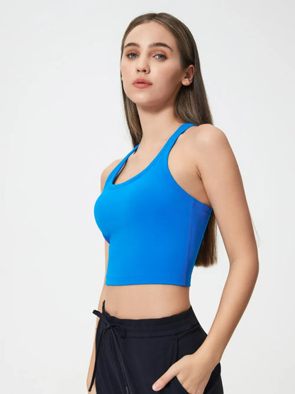 Hazel Blues® |  Millennia Scoop Neck Active Tank with Detachable Chest Pads