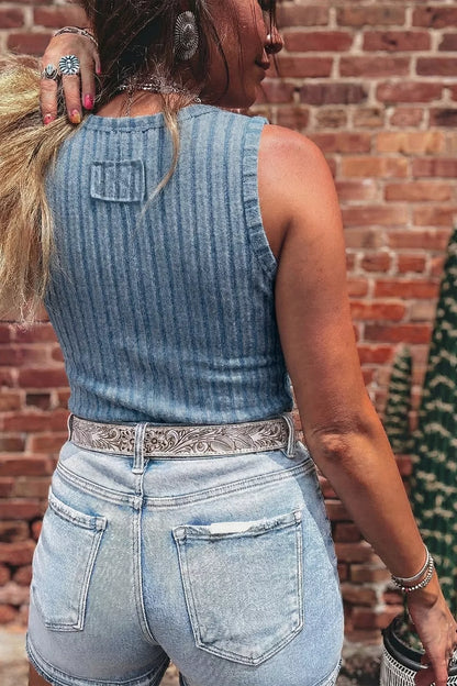 Hazel Blues® |  Slim Ribbed Mineral Wash Tank Top