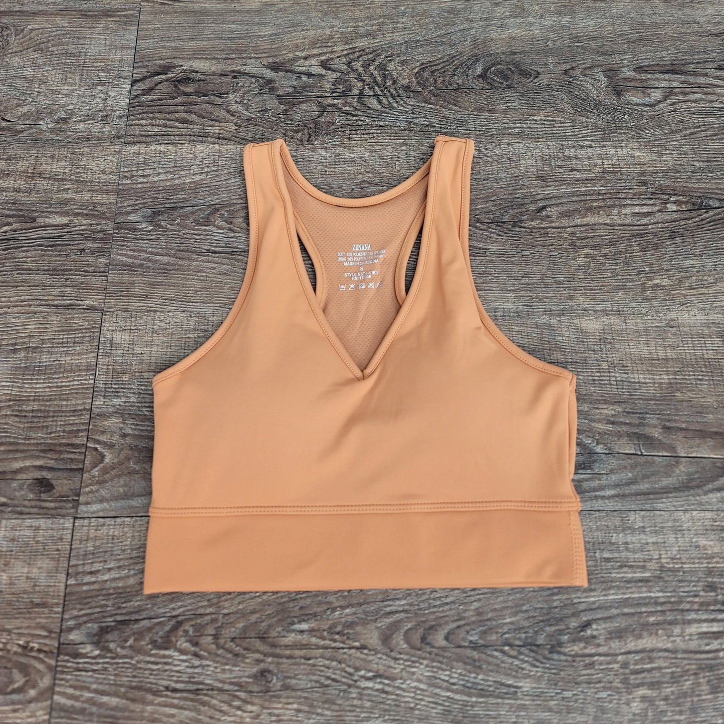 Hazel Blues® |  ATHLETIC RACERBACK CROPPED TANK TOP W/BUILT-IN BRA