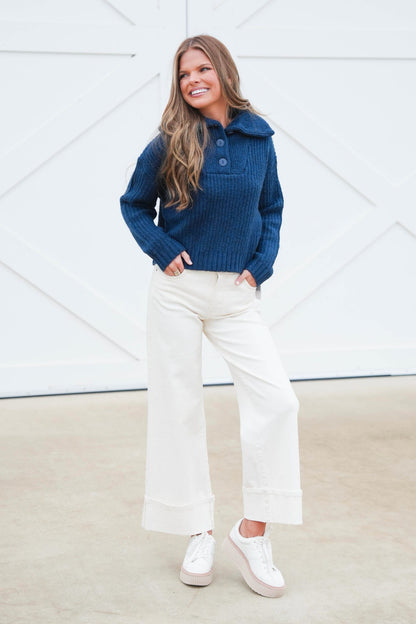 Molly Bracken Button Trucker Sweater