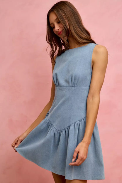 Hazel Blues® |  SO ME Fit And Flare Sleeveless Denim Mini Dress