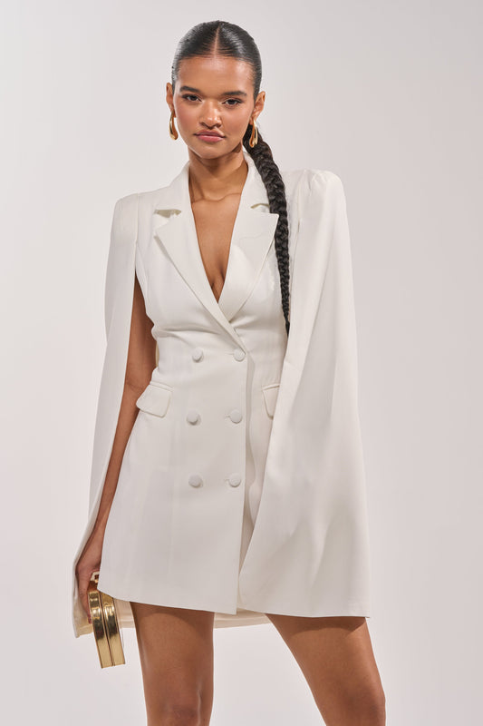 A LA MODE MINI BLAZER DRESS IN WHITE