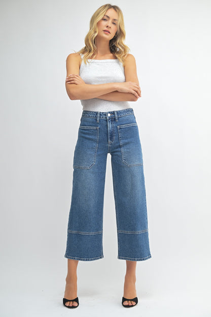JBD High Rise Cropped Wide Leg Jean