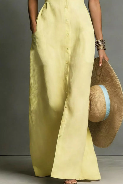 Hazel Blues® |  Sleeveless Button-Down Maxi Dress
