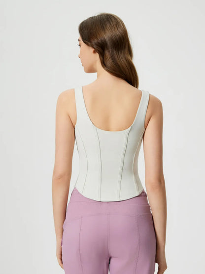 Hazel Blues® |  Millennia Round Neck Wide Strap Active Tank with Detachable Chest Pads
