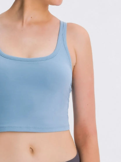 Hazel Blues® |  Millennia Scoop Neck Active Tank with Detachable Chest Pads
