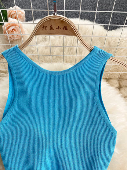 Hazel Blues® |  Knot Back Sleeveless Knit Bodycon Midi Dres