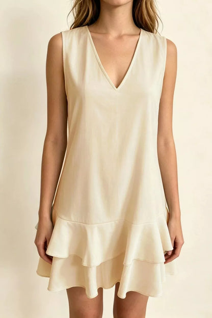 Hazel Blues® | Sleeveless V-Neck Ruffle Hem Mini Dress