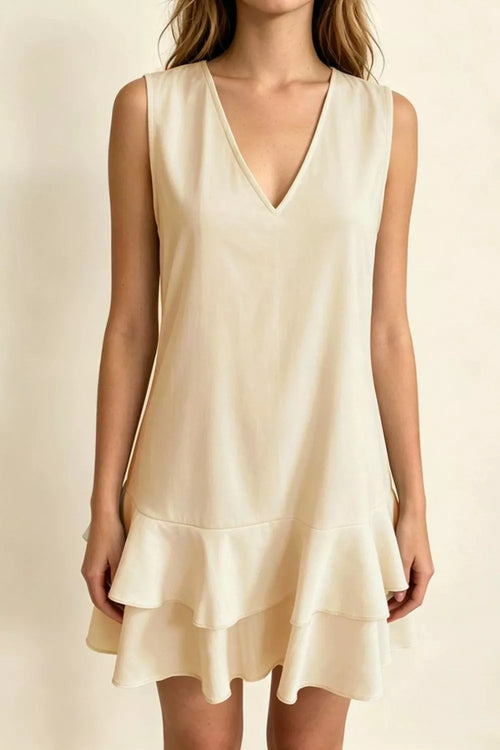 Hazel Blues® | Sleeveless V-Neck Ruffle Hem Mini Dress