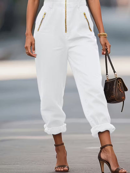 Hazel Blues® |  Sleeveless Zip-Up Jumpsuit