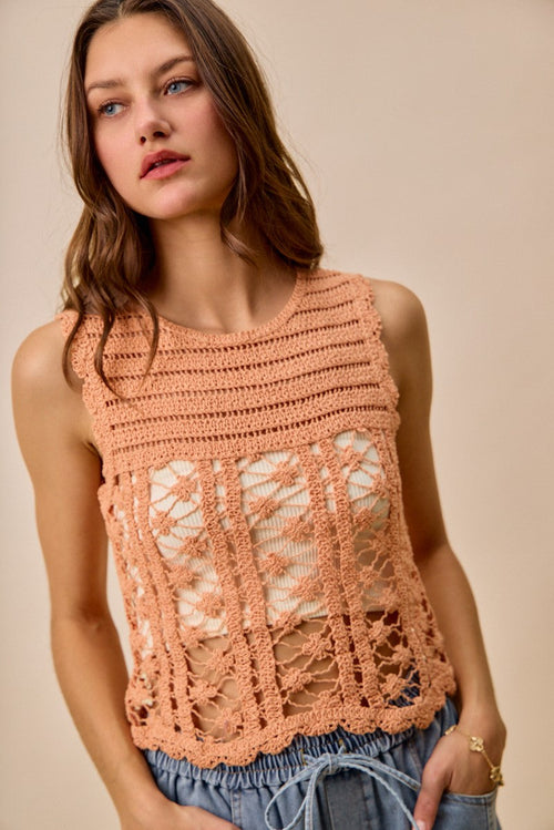 Hazel Blues® |  SO ME Crochet Knitted Lace Sweater Tank Top
