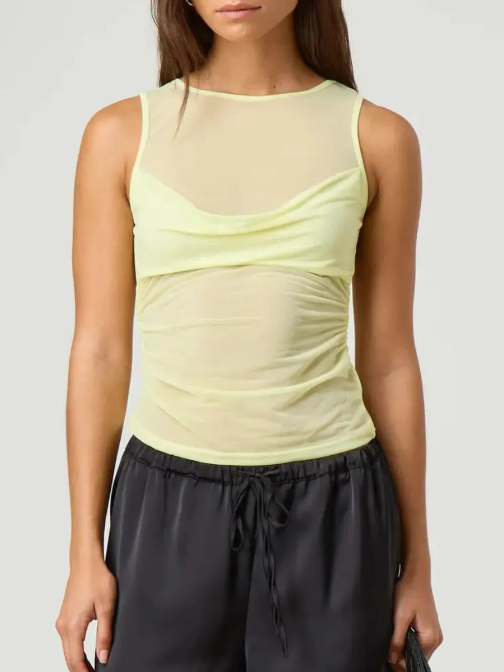 Hazel Blues® |  Ruched Round Neck Tank