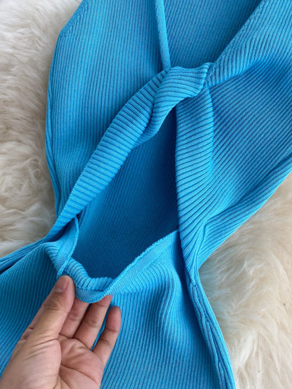 Hazel Blues® |  Knot Back Sleeveless Knit Bodycon Midi Dres