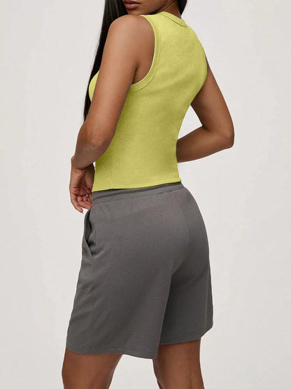 Hazel Blues® |  Ribbed Button-Front Sleeveless Tank