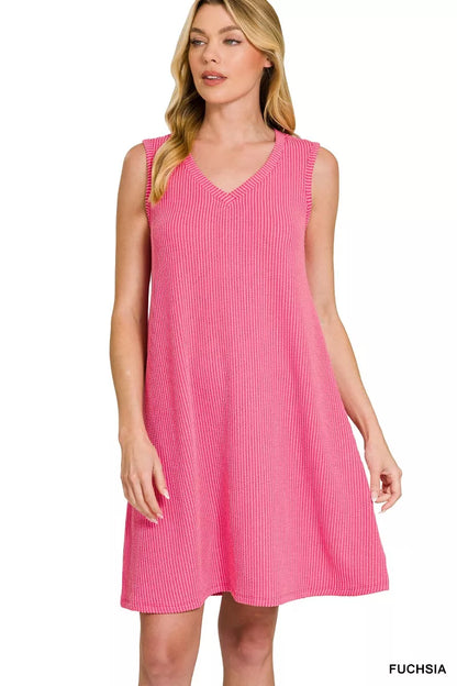 Hazel Blues® |  Zenana Raised Rib Sleeveless Mini Dress