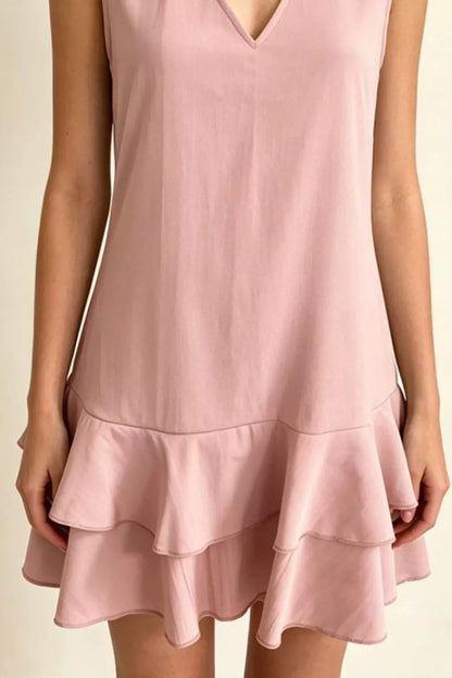 Hazel Blues® | Sleeveless V-Neck Ruffle Hem Mini Dress