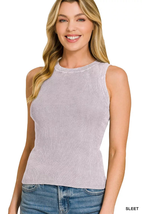 Hazel Blues® |  Zenana Washed Ribbed Sweater Tank Top