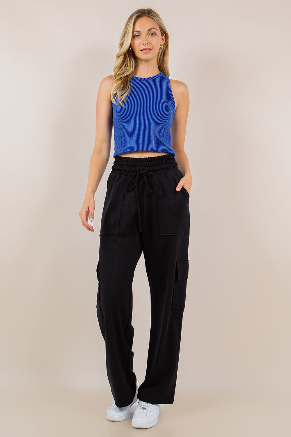 Hazel Blues® |  PREORDER: Ponte Stretch Cargo Pants In Five Colors