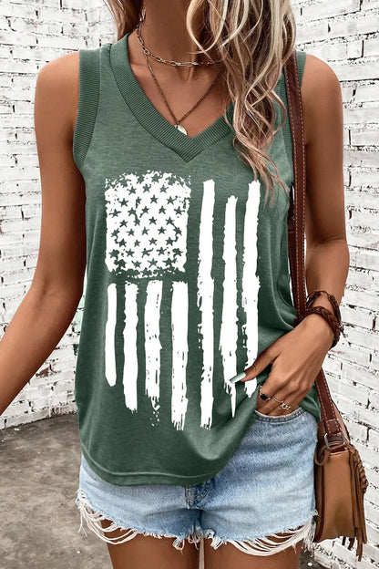 Hazel Blues® |  US Flag V-Neck Tank