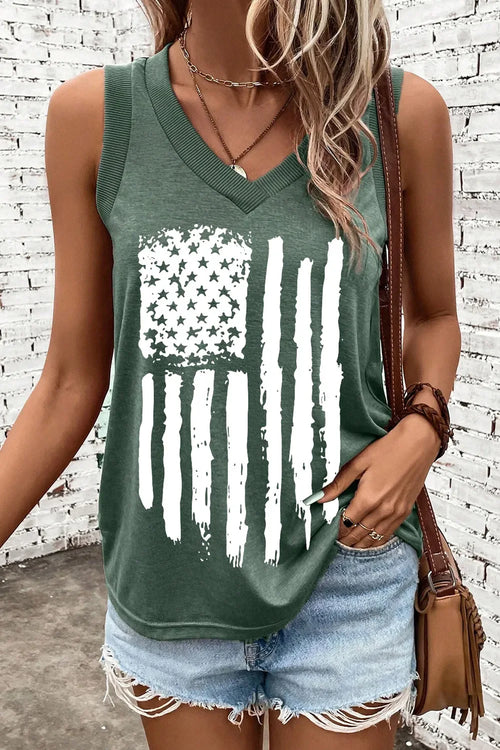 Hazel Blues® |  US Flag V-Neck Tank