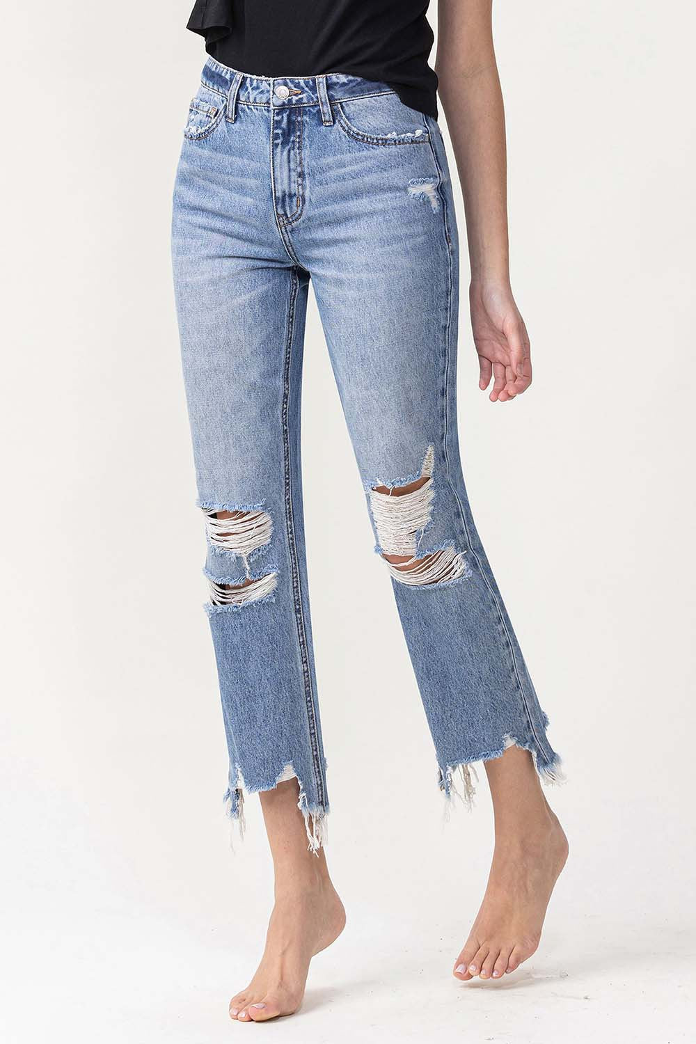 Hazel Blues® |  Lovervet High Rise Distressed Straight Jeans