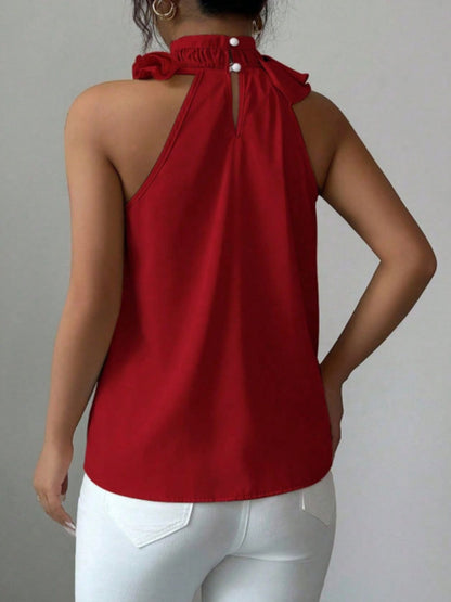 Hazel Blues® |  Ruffle High Neck Sleeveless Top