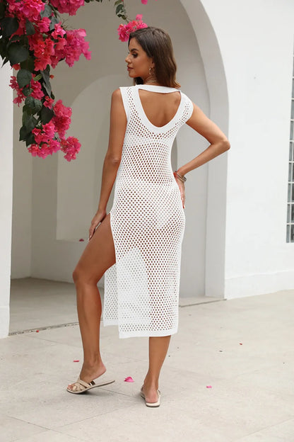 Hazel Blues® |  Cutout Openwork Round Neck Sleeveless Cover-Up