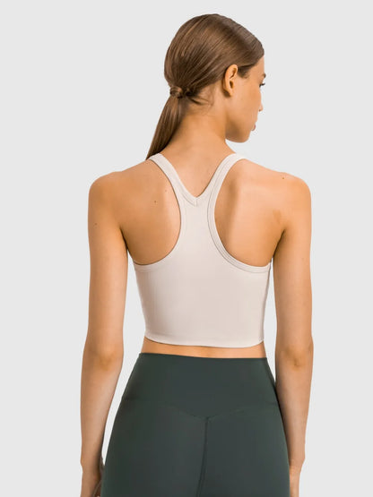 Hazel Blues® |  Millennia Scoop Neck Active Tank with Detachable Chest Pads