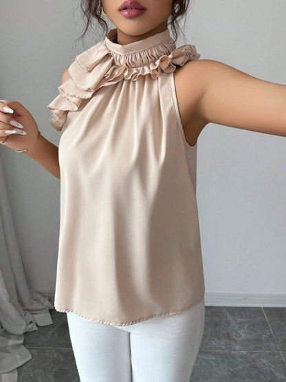 Hazel Blues® |  Ruffle High Neck Sleeveless Top