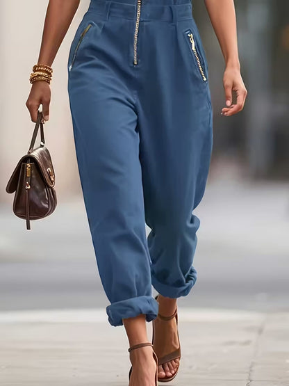 Hazel Blues® |  Sleeveless Zip-Up Jumpsuit