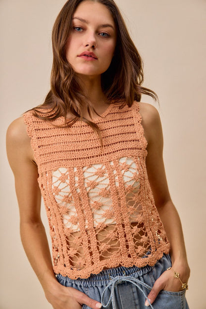 Hazel Blues® |  SO ME Crochet Knitted Lace Sweater Tank Top