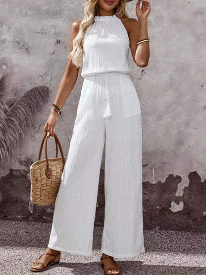 Hazel Blues® | Tassel Sleeveless Wide Leg Jumpsuit
