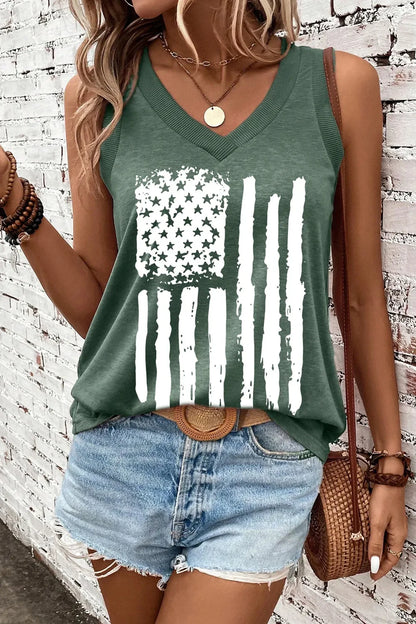 Hazel Blues® |  US Flag V-Neck Tank