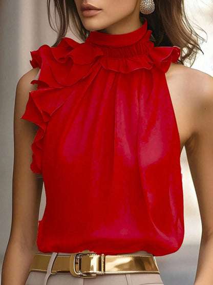 Hazel Blues® |  Ruffle High Neck Sleeveless Top