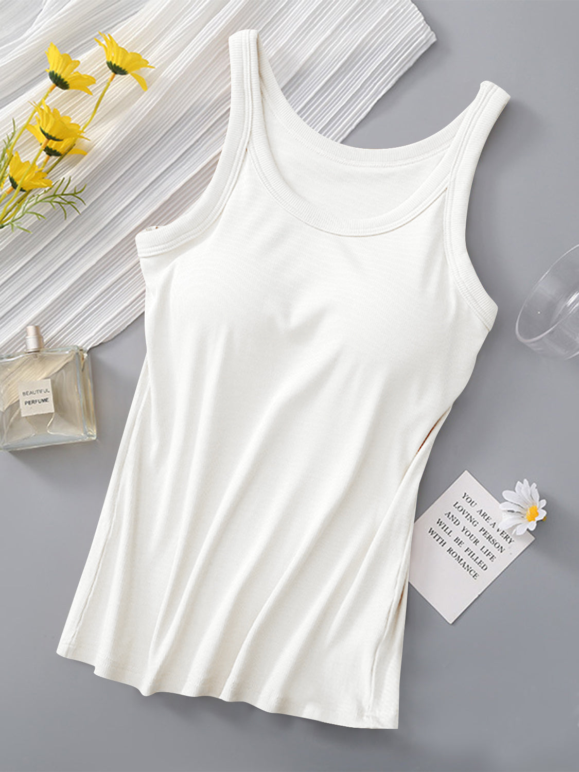 Hazel Blues® |  Round Neck Tank with Bra