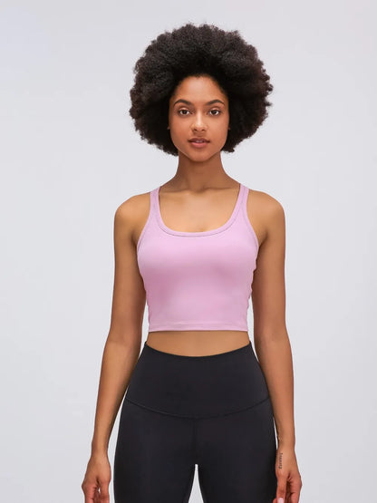 Hazel Blues® |  Millennia Scoop Neck Active Tank with Detachable Chest Pads