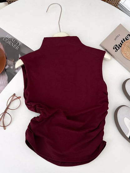 Hazel Blues® |  Ruched Mock Neck Tank