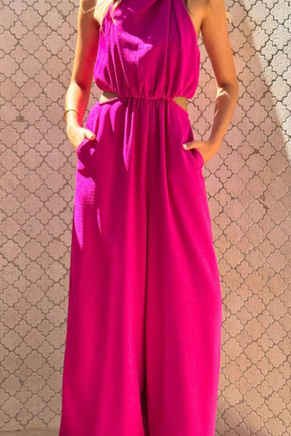 Hazel Blues® |  Cutout Sleeveless Wide Leg Jumpsuit