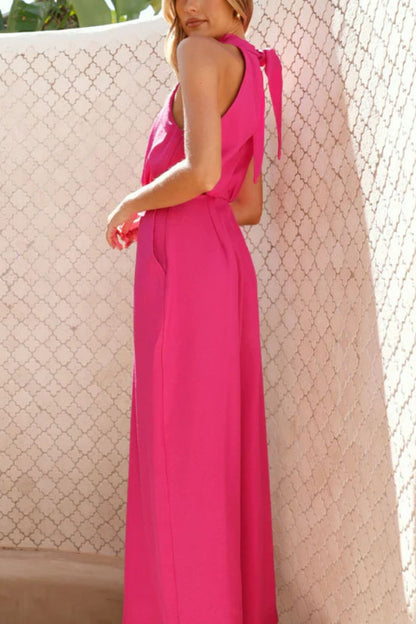 Hazel Blues® |  Cutout Sleeveless Wide Leg Jumpsuit