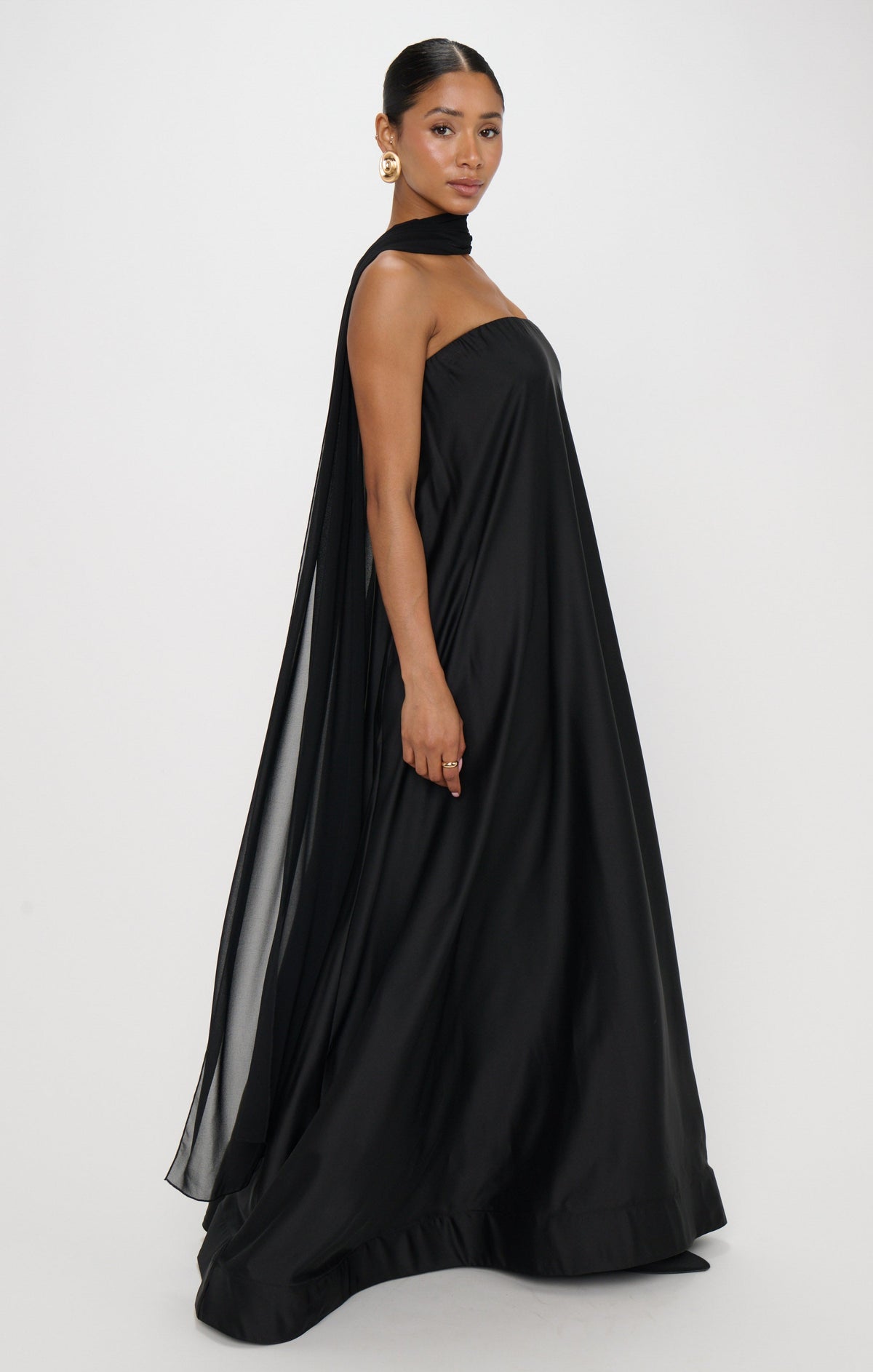 Tinsley Tube Dress ~ Black Luxe Satin