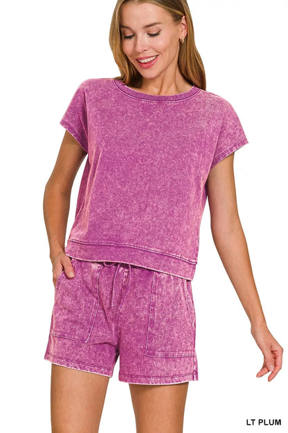Hazel Blues® |  Zenana Premium Cotton Washed Sleeveless Top & Shorts Set