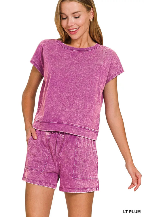 Hazel Blues® |  Zenana Premium Cotton Washed Sleeveless Top & Shorts Set