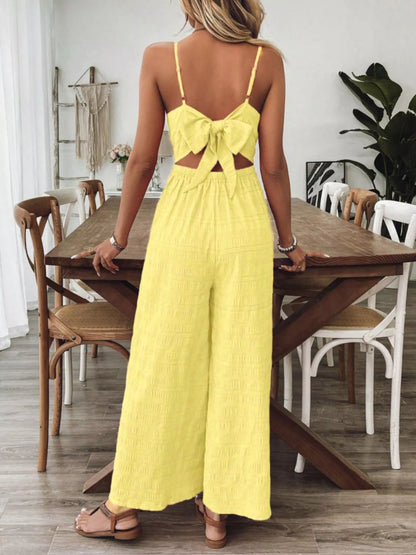 Hazel Blues® |  Bow Back Sleeveless Wide Leg Jumpsuit