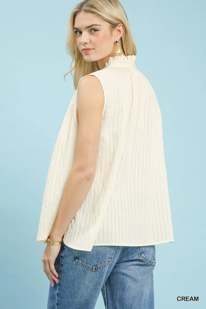 Hazel Blues® |  Umgee Sleeveless Textured Split Neck Top