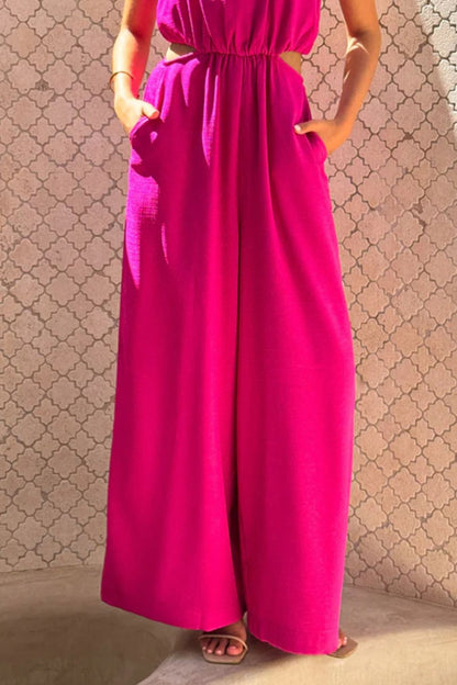 Hazel Blues® |  Cutout Sleeveless Wide Leg Jumpsuit