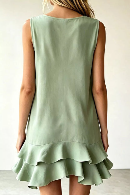Hazel Blues® | Sleeveless V-Neck Ruffle Hem Mini Dress