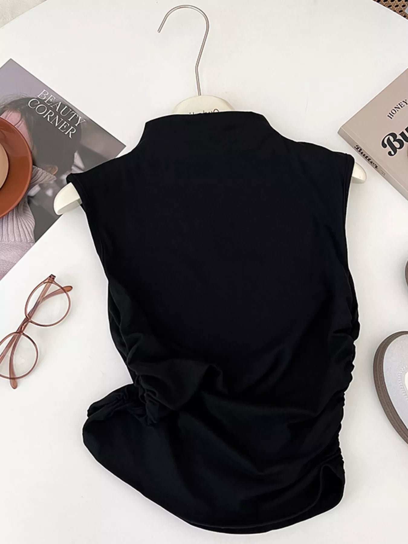 Hazel Blues® |  Ruched Mock Neck Tank