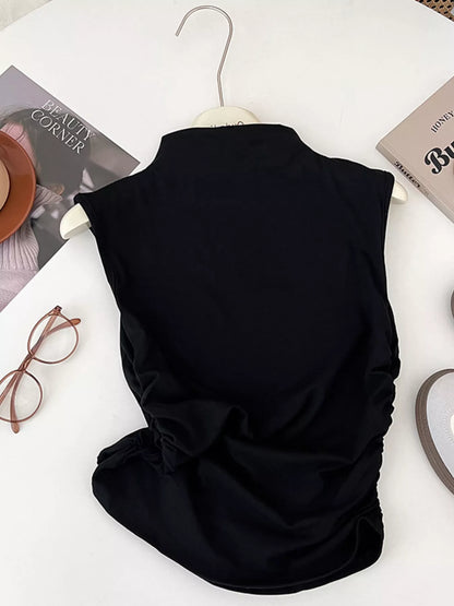 Hazel Blues® |  Ruched Mock Neck Tank