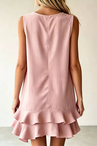 Hazel Blues® | Sleeveless V-Neck Ruffle Hem Mini Dress