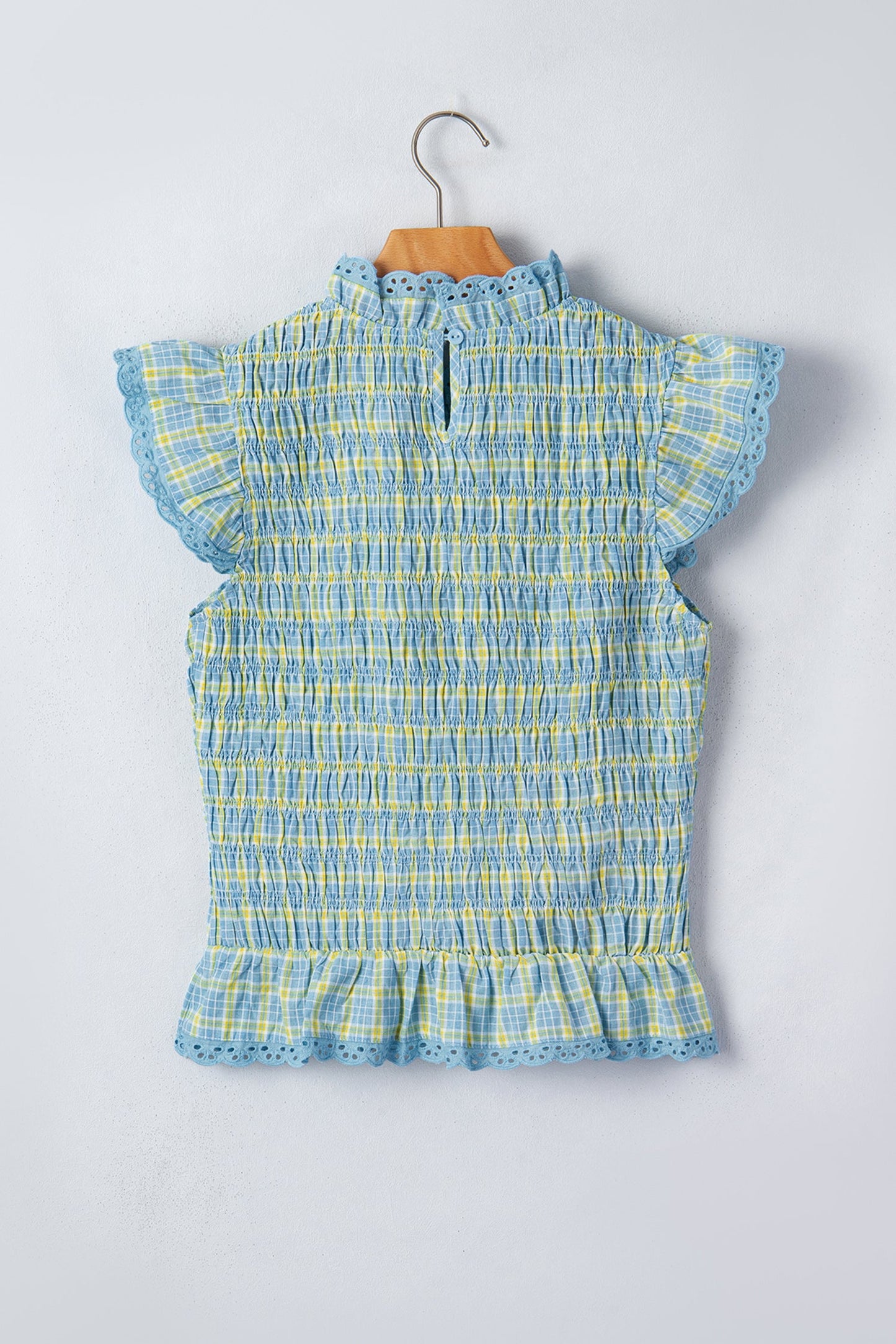 Hazel Blues® |  Southern Sweetheart Blouse | Gingham Lace Detail Blouse